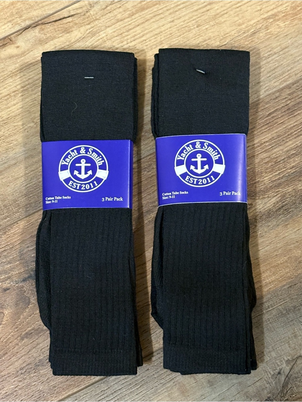 Yacht & Smith Black Cotton Tube Socks Bundle  (2 packs/6pair) NWT